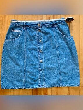 Point Zero Light Blue Denim Button-Front Mini Skirt